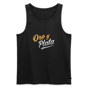 Gold und Silber Montana-Design für stolze Montaner - Männer Premium Bio Tank Top - Schwarz - Vorne - Michal (187cm)