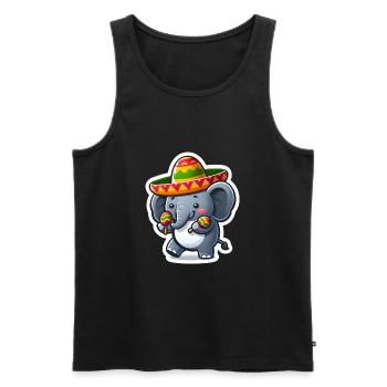 Cinco de Mayo Elefant mit Sombrero Cartoon - Männer Premium Bio Tank Top - Schwarz - Vorne - Michal (187cm)