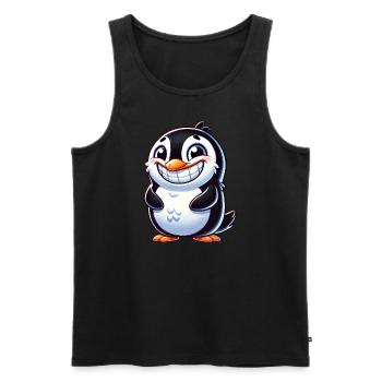 mignon pingouin dessin animé sourire rire joie - Débardeur bio Premium Homme - noir - Devant - Michal (187cm)