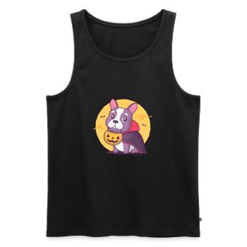 Frenchie Halloween Vampire - Men's Premium Organic Tank Top - black - Front - Michal (187cm)