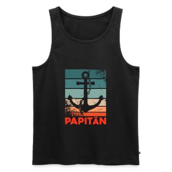 PAPITÄN - Vintage Anker - Ostseeliebe - Männer Premium Bio Tank Top - Schwarz - Vorne - Michal (187cm)