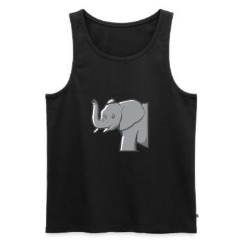 Elephant raises his trunk and shows the tusks - Men's Premium Organic Tank Top - black - Front - AI Model Male 178 light (178cm)