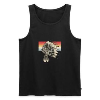 Chef chemise en plumes amérindienne - Débardeur bio Premium Homme - noir - Devant - AI Model Male 178 light (178cm)
