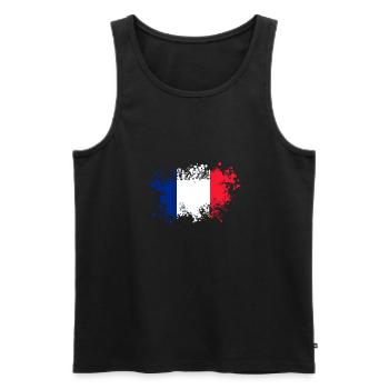 France drapeau tricolore Paris Nice Lyon - Débardeur bio Premium Homme - noir - Devant - AI Model Male 178 light (178cm)