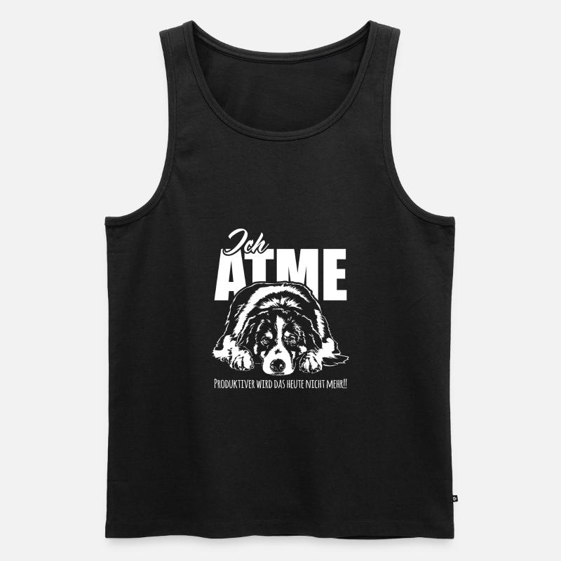 AUSTRALIAN SHEPHERD ich atme Spruch Hunde Wilsigns - Männer Premium Bio Tank Top - Schwarz