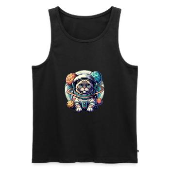 Petit chat mignon comme astronaute astronaute - Débardeur bio Premium Homme - noir - Devant - Michal (187cm)