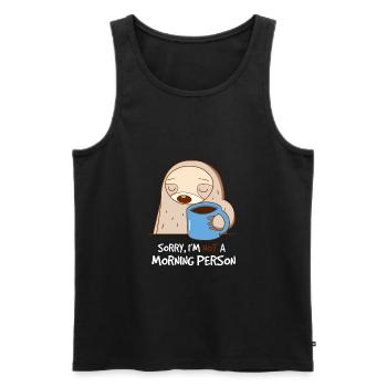 Ich bin kein Morgenmensch - Faultier schläft - Männer Premium Bio Tank Top - Schwarz - Vorne - AI Model Male 178 light (178cm)
