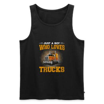 Just A Boy Who Loves Trucks - Männer Premium Bio Tank Top - Schwarz - Vorne - Michal (187cm)