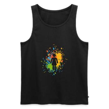 Éclaboussure de couleur d’icône féminine - Débardeur bio Premium Homme - noir - Devant - AI Model Male 178 light (178cm)