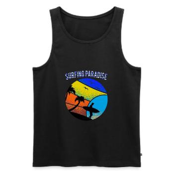 Surfer-Surfing Paradise-Wassersport-T-Shirt - Männer Premium Bio Tank Top - Schwarz - Vorne - Michal (187cm)