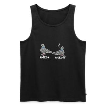 Sleeping Dove Pun Design for Pigeon Fans - Men's Premium Organic Tank Top - black - Front - AI Model Male 178 light (178cm)