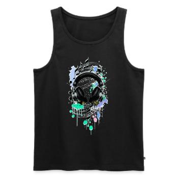 Kopfhörer - Männer Premium Bio Tank Top - Schwarz - Vorne - Michal (187cm)