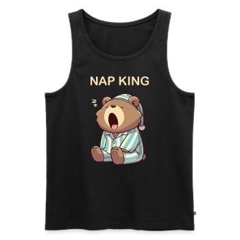 Nap King Sleeping Bear Pajamas Pajamas Tired - Men's Premium Organic Tank Top - black - Front - AI Model Male 178 light (178cm)