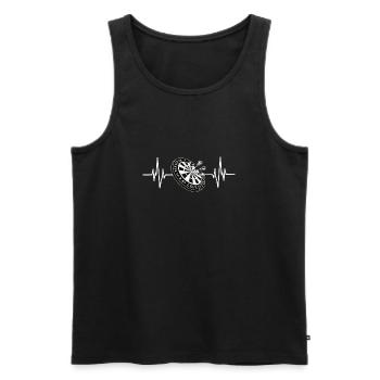 Battement de coeur de fléchettes - Débardeur bio Premium Homme - noir - Devant - AI Model Male 178 light (178cm)
