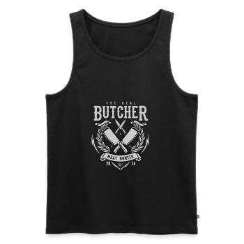 The Real Butcher Meat Hunter - Männer Premium Bio Tank Top - Schwarz - Vorne - AI Model Male 178 light (178cm)