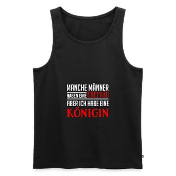 Partner Shirt · Beziehung · verheiratet · Königin - Männer Premium Bio Tank Top - Schwarz - Vorne - Michal (187cm)