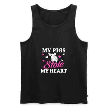 Landwirt Shirt · Landwirtschaft · Schweine Herz - Männer Premium Bio Tank Top - Schwarz - Vorne - Michal (187cm)