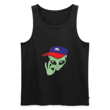 Alien extraterrestrials - Men's Premium Organic Tank Top - black - Front - AI Model Male 178 light (178cm)