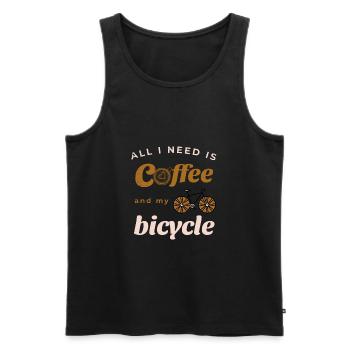 Tout ce dont j’ai besoin, c’est de café et de mon vélo - or - Débardeur bio Premium Homme - noir - Devant - Michal (187cm)