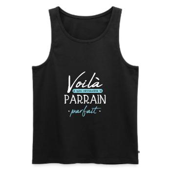 Parrain parfait cadeau demande parrain humour - Débardeur bio Premium Homme - noir - Devant - Michal (187cm)