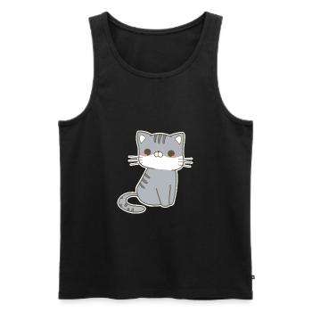 Kawaii Chat - Débardeur bio Premium Homme - noir - Devant - AI Model Male 178 light (178cm)