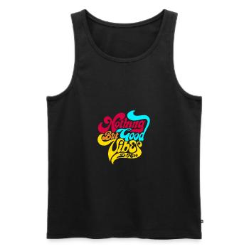 Mens Nice Vintage Offiziell Nichts als gute Stimmung - Männer Premium Bio Tank Top - Schwarz - Vorne - Michal (187cm)