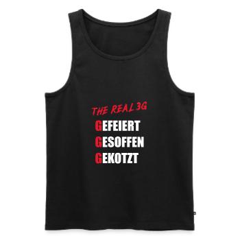 3G Regel Gefeiert Gesoffen Gekotzt Party Saufshirt - Männer Premium Bio Tank Top - Schwarz - Vorne - Michal (187cm)