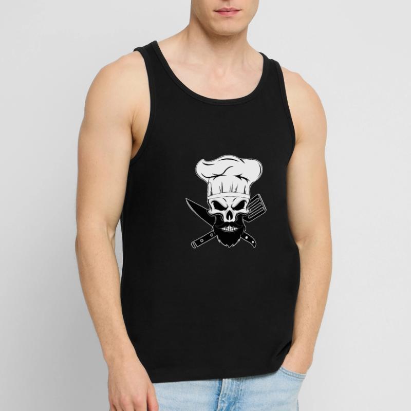 chef beard skeleton chef bearded bone baking Men's Premium Organic Tank Top