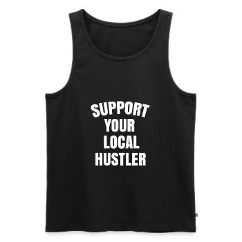 support your local hustler - Men's Premium Organic Tank Top - black - Front - AI Model Male 178 light (178cm)