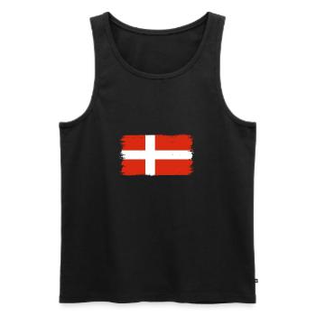 Danemark Drapeau Coups de pinceau Copenhague Look used - Débardeur bio Premium Homme - noir - Devant - Michal (187cm)
