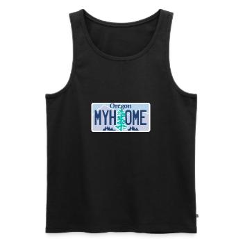 My Home Oregon Tellerdesign für stolze Oregonianer - Männer Premium Bio Tank Top - Schwarz - Vorne - Michal (187cm)