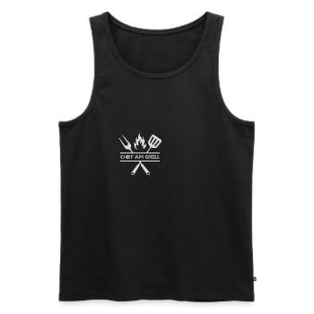 GRILL CHEF KÖNIG SPRUCH GESCHENK IDEE - Männer Premium Bio Tank Top - Schwarz - Vorne - Michal (187cm)