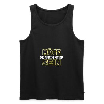 MÖGE DIE FÜNFZIG MIT DIR SEIN - 50 Geburtstag - Männer Premium Bio Tank Top - Schwarz - Vorne - AI Model Male 178 light (178cm)