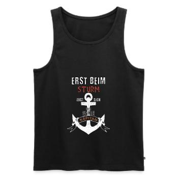 Segel Spruch Design wahre Kapitän Motiv retro - Männer Premium Bio Tank Top - Schwarz - Vorne - Michal (187cm)