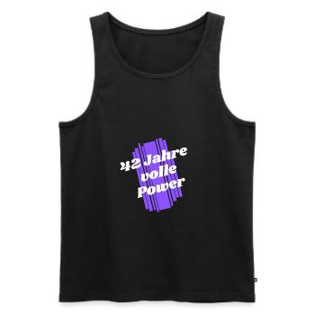 42. Geburtstag Jung geblieben - 42 Jahre alt - Männer Premium Bio Tank Top - Schwarz - Vorne - Michal (187cm)