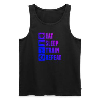Krafttraining Aerobic Herren Damen Aerobic - Männer Premium Bio Tank Top - Schwarz - Vorne - Michal (187cm)