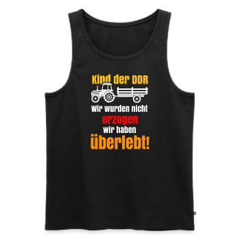 DDR Spruch mit Traktor - Männer Premium Bio Tank Top - Schwarz - Vorne - AI Model Male 178 light (178cm)