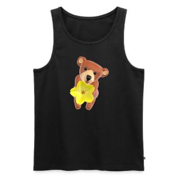 Ours en peluche avec fleur et bouche baiser 3D - Débardeur bio Premium Homme - noir - Devant - AI Model Male 178 light (178cm)