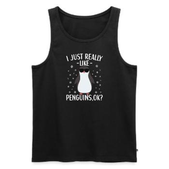 Pinguin Outfit für Pinguin Liebhaber - Männer Premium Bio Tank Top - Schwarz - Vorne - Michal (187cm)