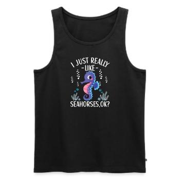 Seepferdchen Outfit Liebhaber für Frauen und - Männer Premium Bio Tank Top - Schwarz - Vorne - Michal (187cm)