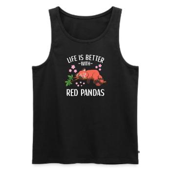 Tenue de panda rouge mignon petit panda - Débardeur bio Premium Homme - noir - Devant - AI Model Male 178 light (178cm)