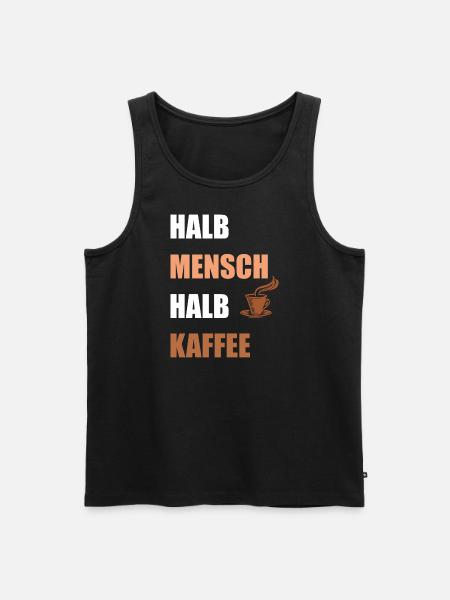 Halb Mensch Halb Kaffe - Männer Premium Bio Tank Top - Schwarz