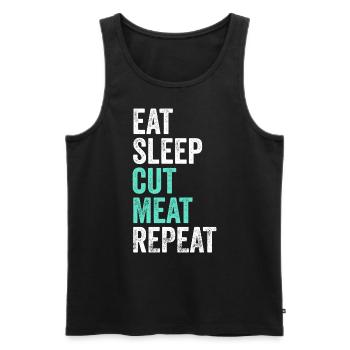 Eat Sleep Cut Meat Repeat Butcher - Men's Premium Organic Tank Top - black - Front - AI Model Male 178 light (178cm)