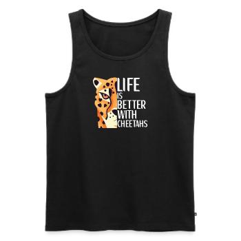 Cheetah Lover Accessories for Kids Women - Men's Premium Organic Tank Top - black - Front - AI Model Male 178 light (178cm)