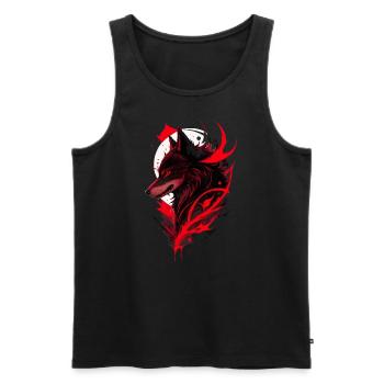 Red and Black Wolf Head at the moon - Men's Premium Organic Tank Top - black - Front - AI Model Male 178 light (178cm)