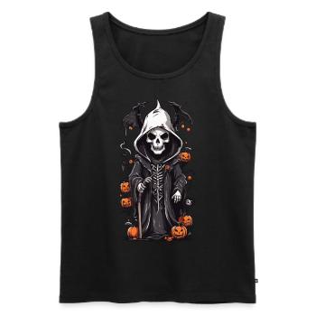 Skeleton Magician Halloween Cartoon Illustration - Men's Premium Organic Tank Top - black - Front - AI Model Male 178 light (178cm)