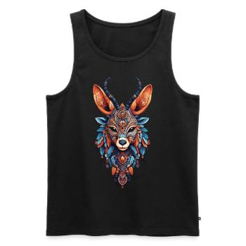 Conception de Mandala gazelle africaine - Débardeur bio Premium Homme - noir - Devant - AI Model Male 178 light (178cm)