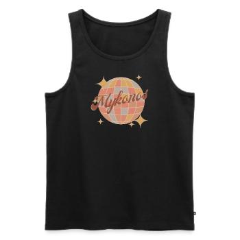 Mykonos Grèce rétro vintage boule disco - Débardeur bio Premium Homme - noir - Devant - Michal (187cm)
