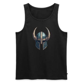 Wikingerhelm – Mit Gravuren & Hörnern - Männer Premium Bio Tank Top - Schwarz - Vorne - AI Model Male 178 light (178cm)