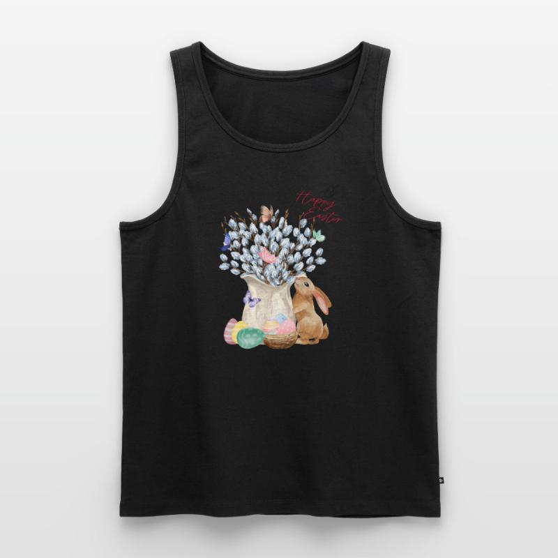 Happy Easter - Willow with Easter Eggs Men's Premium Organic Tank Top